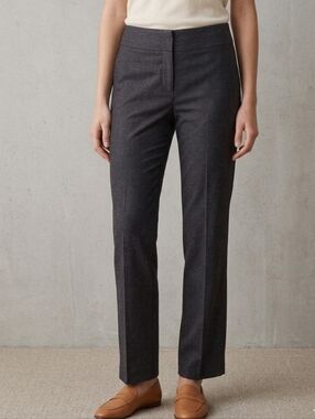 Eileen Fisher Straight Leg Wool Pants Trouser Grey Size 12 Office Professional